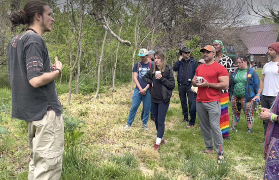 Community teaching moment outdoors in nature